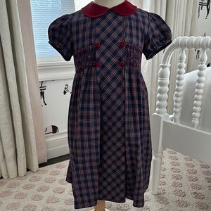 Plaid Dress with Velvet Collar